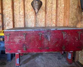 Industrial Metal Storage / Flip Top Bin Cabinet. Measures 74" W x 22" D x 39" H. Photo 1 of 4. 