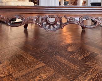 Vintage Queen-Anne Style Mahogany Coffee Table with Pad Feed.  Measures 42" x 42" x 18" H. Photo 1 of 4. 