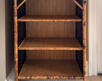 Tortoise Bamboo Bookshelf with Woven Cane Surfaces. Measures 28.5" W x 14" D x 38" H. Photo 1 of 3. 