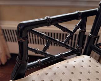 Ebonized Wood Faux Bamboo Arm Chair. Photo 2 of 3. 