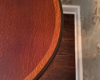 Satinwood Banded Mahogany Drop-Leaf, Barely-Twist Gate-Leg Table. Measures 46" x 34" x 29" H with Two 15.5" Drop Leaves. Photo 4 of 4. 