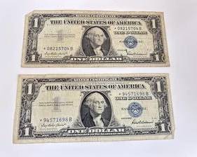 Pair of 1957 $1 Silver Certificate **Star Notes Circulated Condition