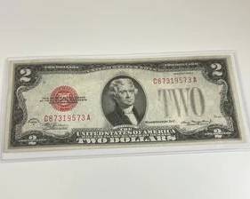 Series 1928 D $2 Legal Tender Red Seal Note Almost Uncirculated Condition