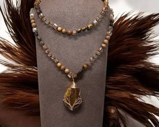 Grounded Fearless Tigers Eye Tree Of Life Pendant  Natural Stones  Layered Or Sweater Necklace