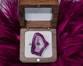 Electric Orchid Purple Botswana Druzy Ring Size 8.5  Self Love  Protection