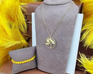 Citrine Tree Of Life Necklace Bracelet