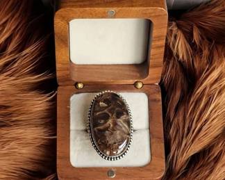 Timekeeper Natural Rock Fossil Ring Size 10.5  Patience, Resilience  Lasting Strength 