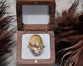 Earthscape Natural Picture Jasper Ring Size 10  Steady Balanced Decision Making