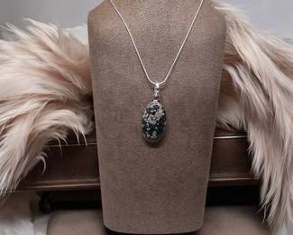 Silent Strength Snowflake Obsidian Necklace  Balance  Purification