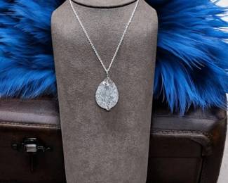 Clear Quartz Teardrop Tree Of Life WireWrapped Necklace 