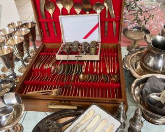 Thailand, set of gold plated flatware