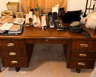 MCM desk with brass pulls