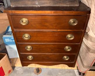 Federal style mahogany chest with brass pulls