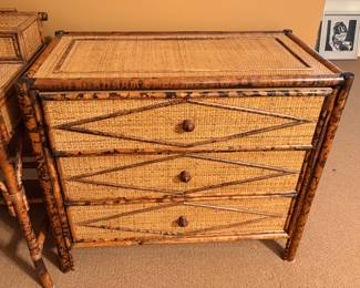 Bamboo and rattan chest of drawers