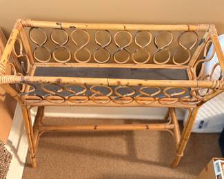 MCM bamboo and rattan service side table