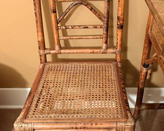 Pagoda bamboo and rattan chair goes with desk