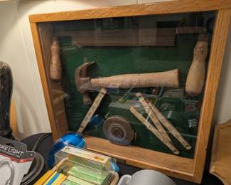 vintage wooden tools homemade shadow box 