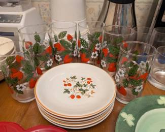 Strawberry glass set and dishes 
