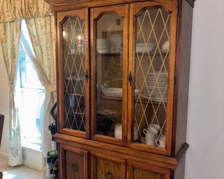 Traditional wooden China cabinet hutch