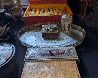 beautiful jewelry boxes and tray