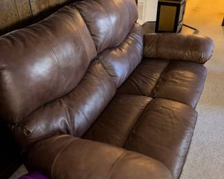 Brown leather loveseat great condition