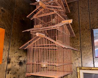 Vintage wooden birdcage