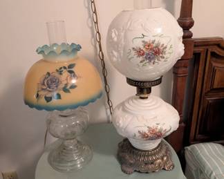 porcelain and glass oil lamps