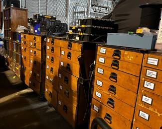 road boxes filled with hardware 