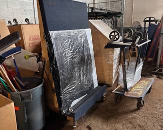 glass Dollie and drafting table 