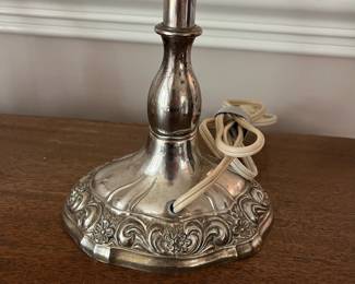 C78 - $40. PAIR of Silver plated Table Lamps. Measures 14.25" tall. 