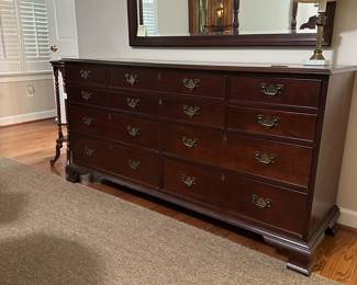 C6 - $750. Craftique Dresser. Measures 67.5" wide x 20.25" deep x 34" tall. 