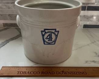 C131 - $25. Pfaltzgraff #4 Crock. No lid - great utensil holder. 