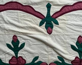 C155 - $65. Hand Pieced & Quilted Blanket "EC 1961". Measures 79.75" x 98.5". Does have some minor staining. 