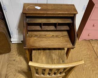 C117 - $40. Childs Desk & Chair. Measures 18" wide x 12" deep x 28.5" tall.  