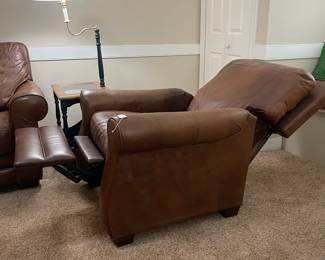 C29 - $200. Well Loved LANE Leather Couch, Ottoman and Recliner. Located on the 2nd story so we need 2 *strong* people that are able to move this. Couch is 83" long x 33" deep x 37" tall. No rips / holes but worn. Recliner is 37" wide x 34" deep x 40" tall. This is the most worn piece. 