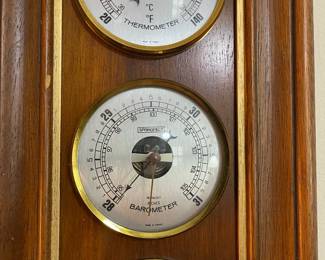 C34 - $20. Vintage Springfield Wall Weather Station. Thermometer, Barometer & Humidity. Measures 8" x 17.5" tall. 