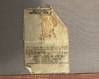 C55 - $75. Vintage Becker & Sons Upholstered Chair & Ottoman. Measures 40" wide x 35" deep x 31.5" tall.  Very good vintage condition.  Ottoman measures 22" wide x 17" deep x 16" tall.  