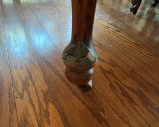 C13 - $350. Antique Mahogany Dining Table. Measures 59" long with NO leaf. 48" wide x 30" tall. (Has 3 Leaves - each adds 12" )  1 arm chair + 6 regular chairs. Was refinished in 2011. Solid table but it is an antique and has some issues from general use. Some wiggles and some veneer issues. 