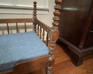 C96 - $35. Homemade Upcycled Dog Bed. Measures 39.5" wide x 21.5" x 27" tall top of 4 posters. 