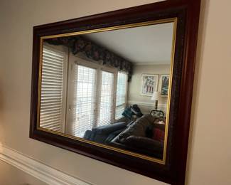 C46 - $60. Wooden Framed Wall Mirror. Measures 37.25" wide x 29" tall. 