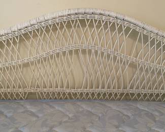 C63 - $175. Wicker Twin Sized Day Bed. Measures 89" x 40" x 43" tall. Mattress is clean and comfortable. Very good vintage condition - a few broken / split pieces on the back but they're easy to cover with pillows! Custom sewn pillowcases / blanket included if you'd like them!