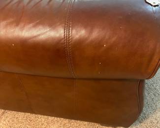 C29 - $200. Well Loved LANE Leather Couch, Ottoman and Recliner. Located on the 2nd story so we need 2 *strong* people that are able to move this. Couch is 83" long x 33" deep x 37" tall. No rips / holes but worn. Recliner is 37" wide x 34" deep x 40" tall. This is the most worn piece. 