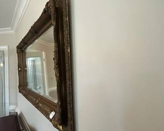 C11 - $150. Antique Wooden Framed mirror with plaster over. Measures 48.5" wide x 26.5" tall. 