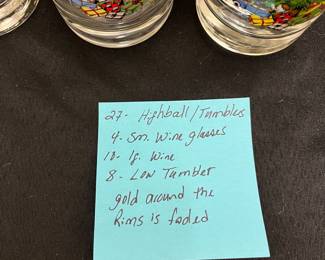 C137 - $150. Large Lot of Christmas Dishes. Glasses show the most wear on the gold trim. 