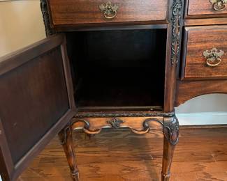 C12 - $450. Gorgeous Mahogany Buffet. Was refinished in 2011 by Mumford Restoration. Has custom made protector on the top. Measures 72" wide x 23" deep x 39.25" tall in the front. 45" tall to the tallest spot on the back. 