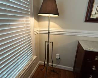 C44 - $60. Brass Floor Lamp. Measures 59" tall. 14" Base. 