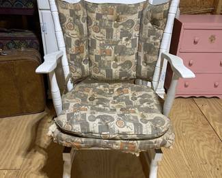 C119 - $25. Frank & Son Spring Rocker. Painted White. Measures 23" wide x 23" deep x 35" tall. Floor to Seat is 16". 