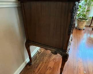 C12 - $450. Gorgeous Mahogany Buffet. Was refinished in 2011 by Mumford Restoration. Has custom made protector on the top. Measures 72" wide x 23" deep x 39.25" tall in the front. 45" tall to the tallest spot on the back. 
