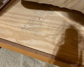 C110 - $60. Childs Toy Canopy Bed. Missing finials but could easily be replaced. Custom Handmade Bedding included. Measures 38.5" x 21.5" x 46" tall. 