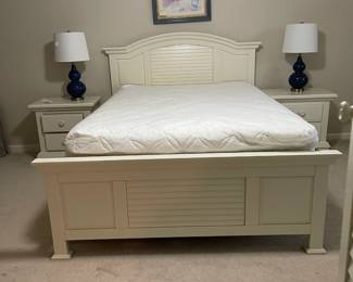 C125 - $275. Queen Bed. Measures 67.25" wide x 86" long x 52" tall. Clean SertaPedic Mattress included if you'd like it!